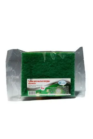 Фото №1 - Губки,скрабы: для посуды VCLEAN Тайфун 10х12 абразивная /пач.=3 шт.