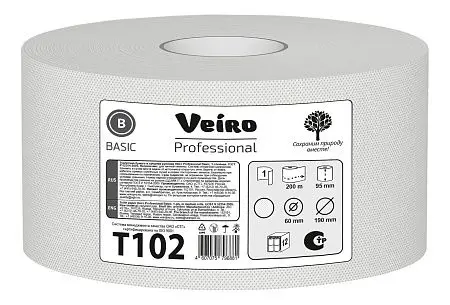 Фото №2 - VEIRO: Бумага туалетная 1сл 200м/9,2 Basic натуральный