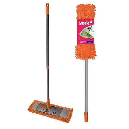 Фото №6 - Хозяйственный инвентарь: Швабра YORK Сальса с плоским МОПом микрофибра , телескопический черенок 130 см, еврорезьба