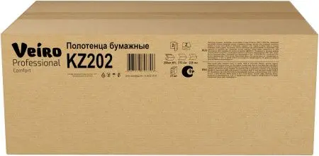 VEIRO: Полотенца бумажные Z 2сл 200л 22,5х21,3см Comfort белые