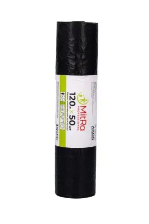 Мешки для мусора: 120л 20мкм Паклан/Митра черные /рул.=50 шт.