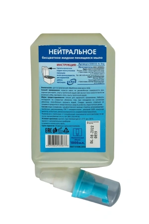 Фото №1 - Кеман: Мыло жидкое пенящееся 1000 мл нейтральное в картридже бесцветное без отдушки