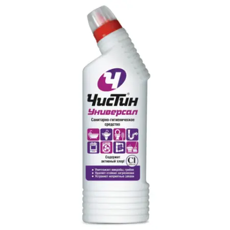 Фото №1 - Чистящее средство: ЧИСТИН УНИВЕРСАЛ 750мл жидкое санитарно-гигиеническое средство С ХЛОРОМ