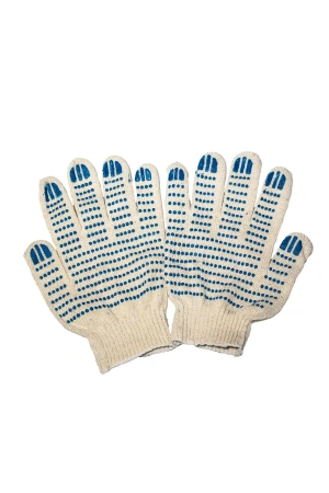 Фото №1 - Перчатки: х/б вязаные с ПВХ 4-х ниточные белые