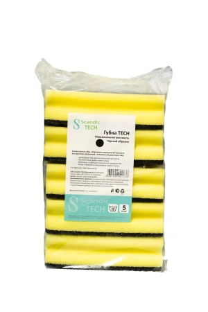 Фото №1 - Губки,скрабы: для посуды Скандик Тек 16х7х4.5 черный абразив /пач.=5 шт.