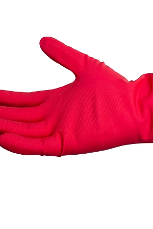 Фото №4 - Vileda: Перчатки многоцелевые M красный резиновые