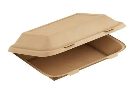 Фото №1 - Одноразовая продукция: Контейнер бумажный OneGo 1000мл с крышкой ракушка крафт /пач.=20 шт.