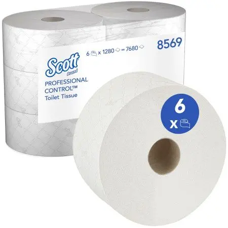 Kimberly-Clark: Бумага туалетная Скотт Контрол 2сл 314м/10,6 белая внутренняя вытяжка
