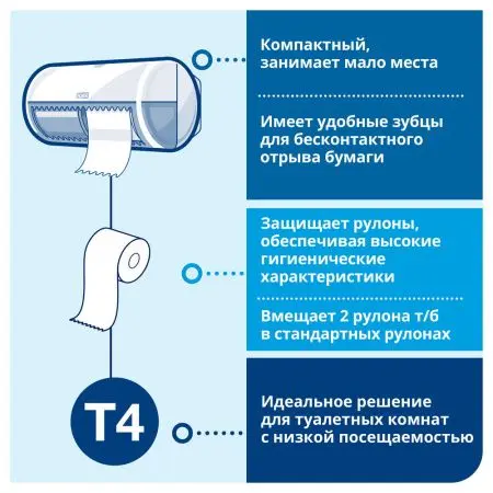 ТОРК: Бумага туалетная T4 Премиум 2сл 23м белая /пач.=8 шт.