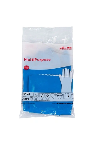 Фото №8 - Vileda: Перчатки многоцелевые L голубой резиновые