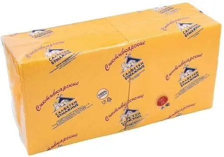 Фото №6 - Бумажные салфетки: столовые 2сл 200листов 33х33 Сыктывкар ROSHY жёлтые