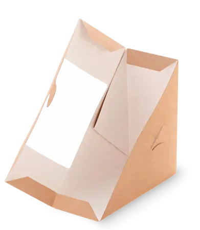 Одноразовая продукция: Контейнер бумажный для сэндвичей с окном 126х126х41 OSQ SANDWICH 40 /пач.=50 шт.