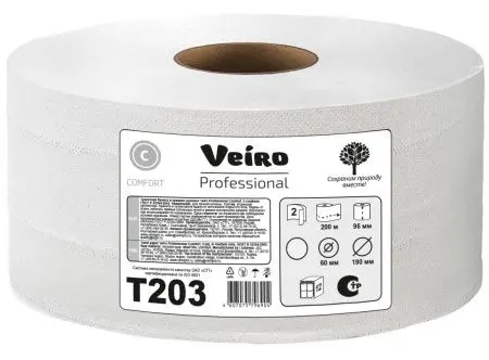 VEIRO: Бумага туалетная 2сл 200м/9,2 Comfort белый
