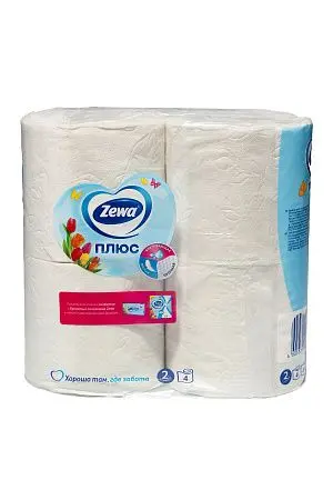 Фото №7 - Бумага туалетная: 2сл 23м макулатура цвет белый "Зева Плюс" /пач.=4 шт.