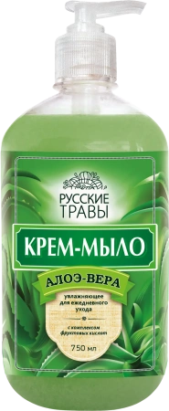 Фото №1 - Мыло жидкое: АМС Русские травы 750мл крем-мыло Алоэ-вера с дозатором