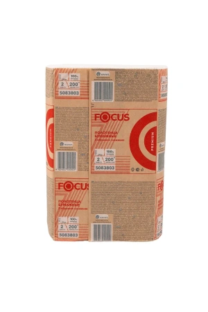 Хаят: Полотенца бумажные Z 2сл 200л 21,5х24см ФОКУС Премиум белые в ПЭ