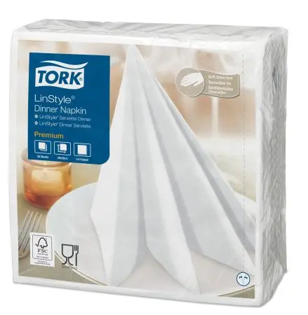 Фото №1 - Tork: Салфетки LinStyle® Premium 1сл 50л 39х39см 1/4 белый
