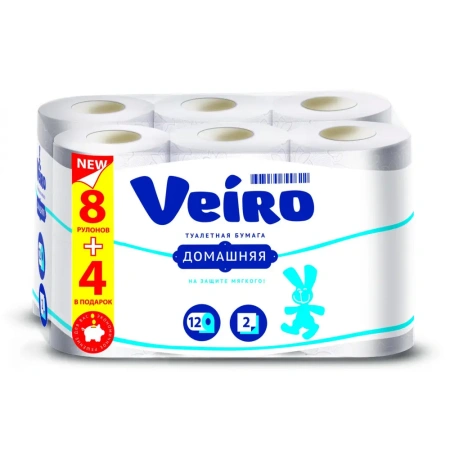 Бумага туалетная: 2сл 15м облагороженная макулатура цвет белый ВЕЙРО /пач.=12 шт.