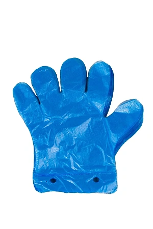 Фото №2 - Перчатки: полиэтиленовые L одноразовые синие с подвесом /пач.=100 шт.