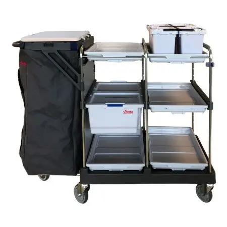 Vileda: Ориго 300HHX Тележка для горничной с 1 чехлом, 1 доп. колесом, без панелей