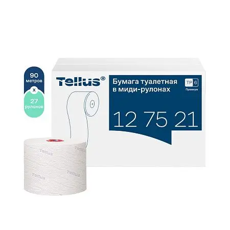 Фото №2 - ТОРК: Tellus Бумага туалетная T6 Премиум 2сл 90м/9,9 миди белая