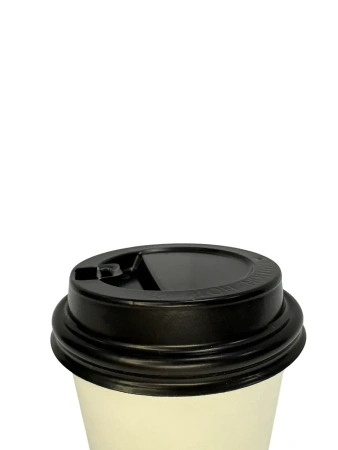 Одноразовая продукция: Крышка к стакану бумажному d=80мм с питейником черная /пач.=50 шт.