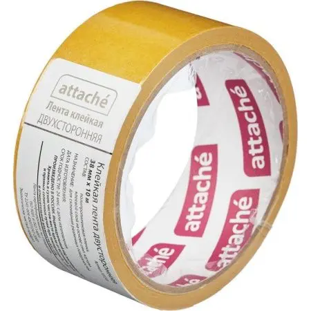 Фото №1 - Канцелярские товары: Лента клейкая двухсторонняя 38ммх10м Attache