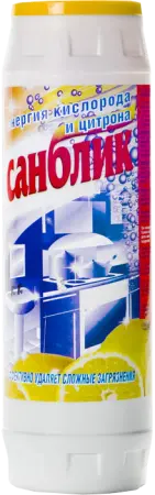 Фото №1 - Чистящее средство: АИСТ Санблик 400г порошок для сантехники фаянса