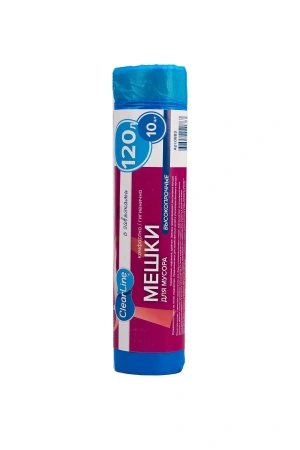 Мешки для мусора: 120л 70х110 ПНД 20мкм VCLEAN Ultra/Clear Line с завязками синие /рул.=10 шт.