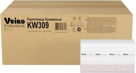 VEIRO: Полотенца бумажные W 2сл 150л 32х21,6см Premium белые