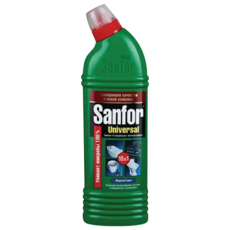 Фото №1 - Чистящее средство: САНФОР УНИВЕРСАЛ 750 г гель с хлором для сантехники Морской Бриз
