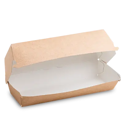 Одноразовая продукция: Контейнер бумажный ракушка 215х75х80мм крафт для хот догов OSQ HD BOX /пач.=50 шт.