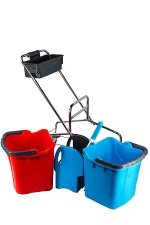 Фото №8 - Вик: Тележка 2х25л металл хром+ отжим + дополнительная корзина