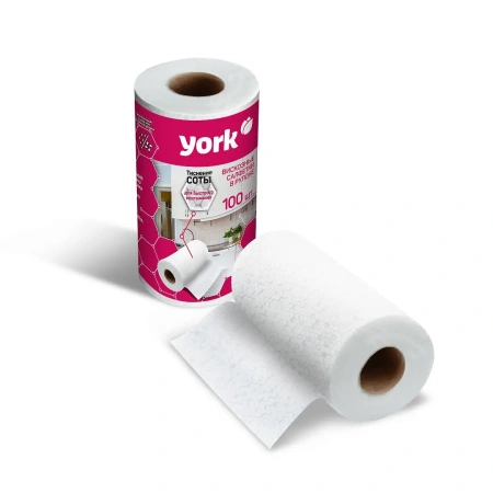 Фото №1 - ХозСалфетки: в рулоне 22,5х25 100 листов YORK Соты вискоза