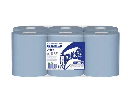 Фото №1 - Вик: Полотенца бумажные ЦВ 2сл 150м целлюлоза с перф. синие PROtissue