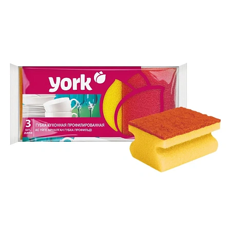 Фото №12 - Губки,скрабы: для посуды YORK Maxi 9х7х4.3 проф /пач.=3 шт.