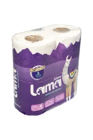 Бумага туалетная: 3сл 17,5м целлюлоза цвет белый Snow Lama /пач.=4 шт.