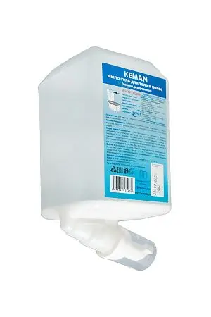 Фото №4 - Кеман: Мыло-гель для душа 1000мл для тела и волос в картридже бесцветное,с отдушкой
