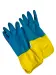 Превью №14 - Перчатки: резиновые латексные BiColor L с хлопковым напылением сине-желтые