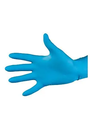 Фото №18 - Перчатки: латексные Dermagrip High Risk L неопудренные нестерильные синие /пач.=50 шт.