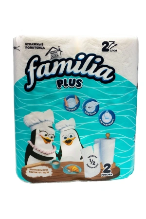 Фото №1 - Бумажные полотенца: 2сл 12м целлюлоза цвет белый ХАЯТ ФАМИЛИЯ /пач.=2 шт.