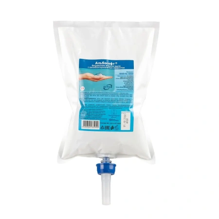 Кеман: Мыло жидкое АЛЬБАСОФТ 1000 мл с антибакт.эффектом в картридже бесцветное S1