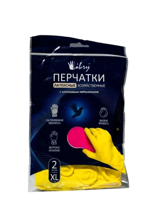 Перчатки: резиновые латексные плотность высокая ХL с хлопковым напылением