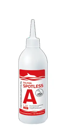 Фото №1 - Dolphin: Спотлесс-Эй 500мл кислотный пятновыв. для удаления следов ржавчины, кофе, чая и тп.