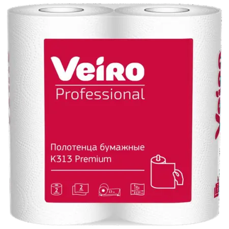 Бумажные полотенца: 2сл 15м целлюлоза цвет белый ВЕЙРО Professional Premium /пач.=2 шт.