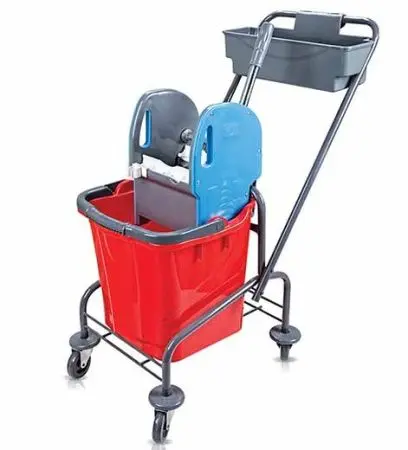 Фото №1 - Вик: Тележка 1х25л металл окрашенная + отжим + дополнительная корзина