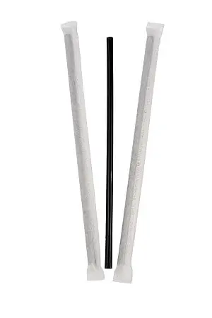 Фото №2 - Одноразовая продукция: Трубочки для коктейля 8х240мм без изгиба черные в инд.упак. /пач.=250 шт.