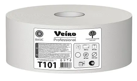 Фото №2 - VEIRO: Бумага туалетная 1сл 450м/9,4 Basic натуральный