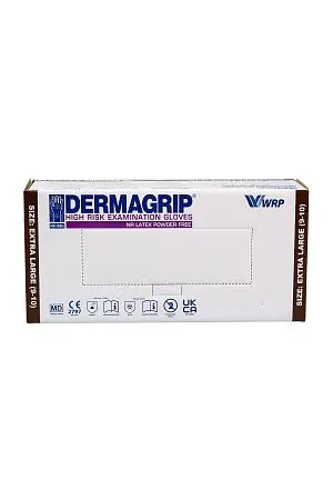 Фото №4 - Перчатки: латексные Dermagrip High Risk XL неопудренные нестерильные синие /пач.=50 шт.