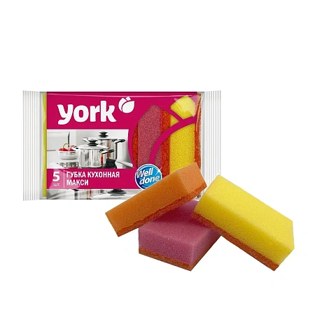 Фото №3 - Губки,скрабы: для посуды YORK Maxi 9х7х4.3 проф /пач.=3 шт.